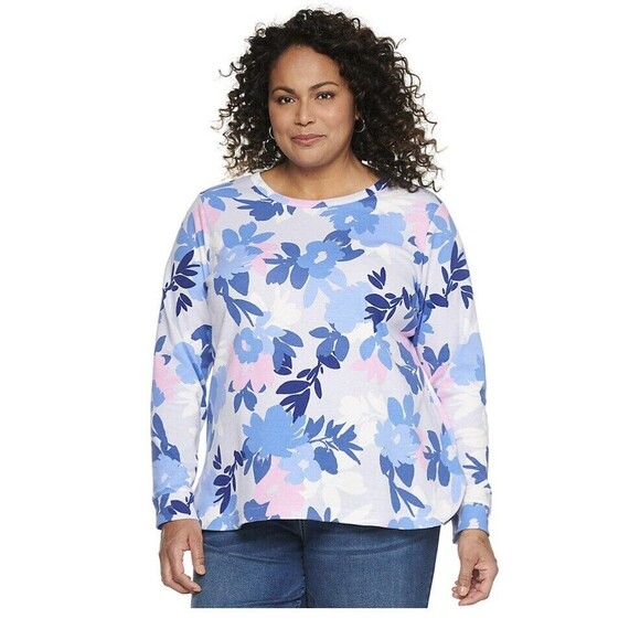 CROFT&BARROW size XXL Crewneck The Essential Sweatshirt Multicolor Floral 143 - Picture 1 of 5